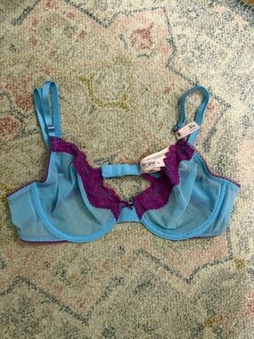 Victoria's Secret Tease Blue & Purple Lace Underwire Bra